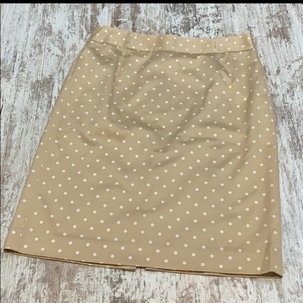 J. Crew Tan Polka Dot Pencil Skirt